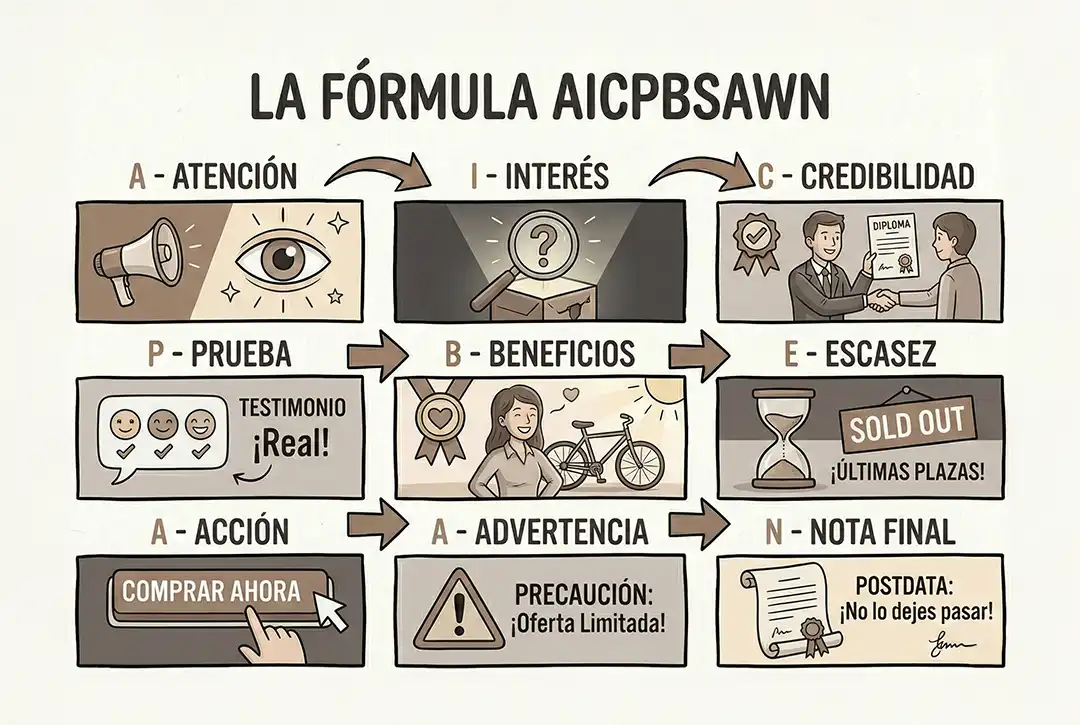Fórmula AICPBSAWN de copywriting